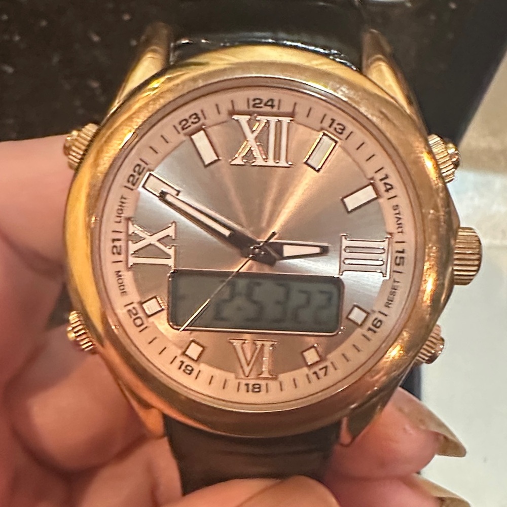 Luxurious Rose Gold and Black Roman Numeral Watch. Bronzo Italia